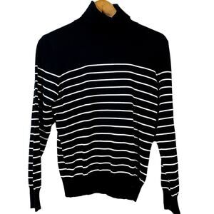 Madison Grey Turtleneck Top Long Sleeve Stripe Casual Mock Neck Tee - PXL